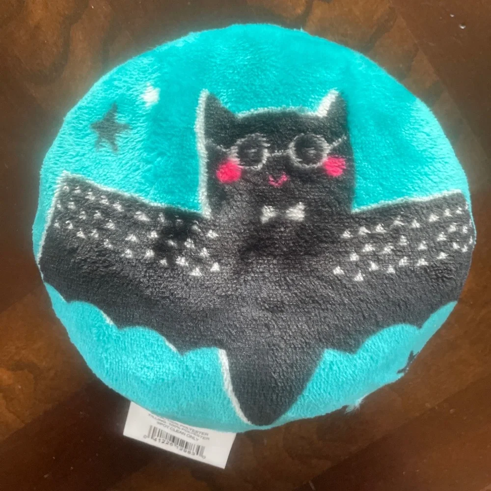 4 For $20 Halloween Small Round Bat Pillow Teal Turquoise Blue And Black